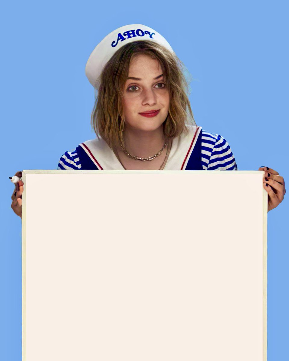 Stranger Things' Robin Buckley holding a black whiteboard.